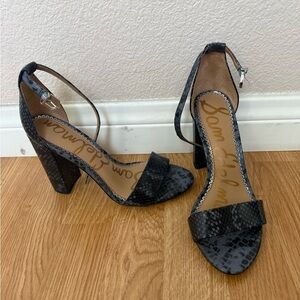 Sam Edelman Dark Snakeskin Block Heels